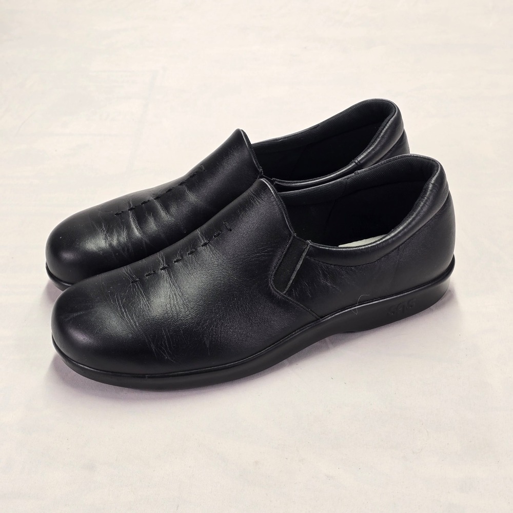 SAS Viva Black Leather Slip On Comfort Loafer Shoes Women 10N